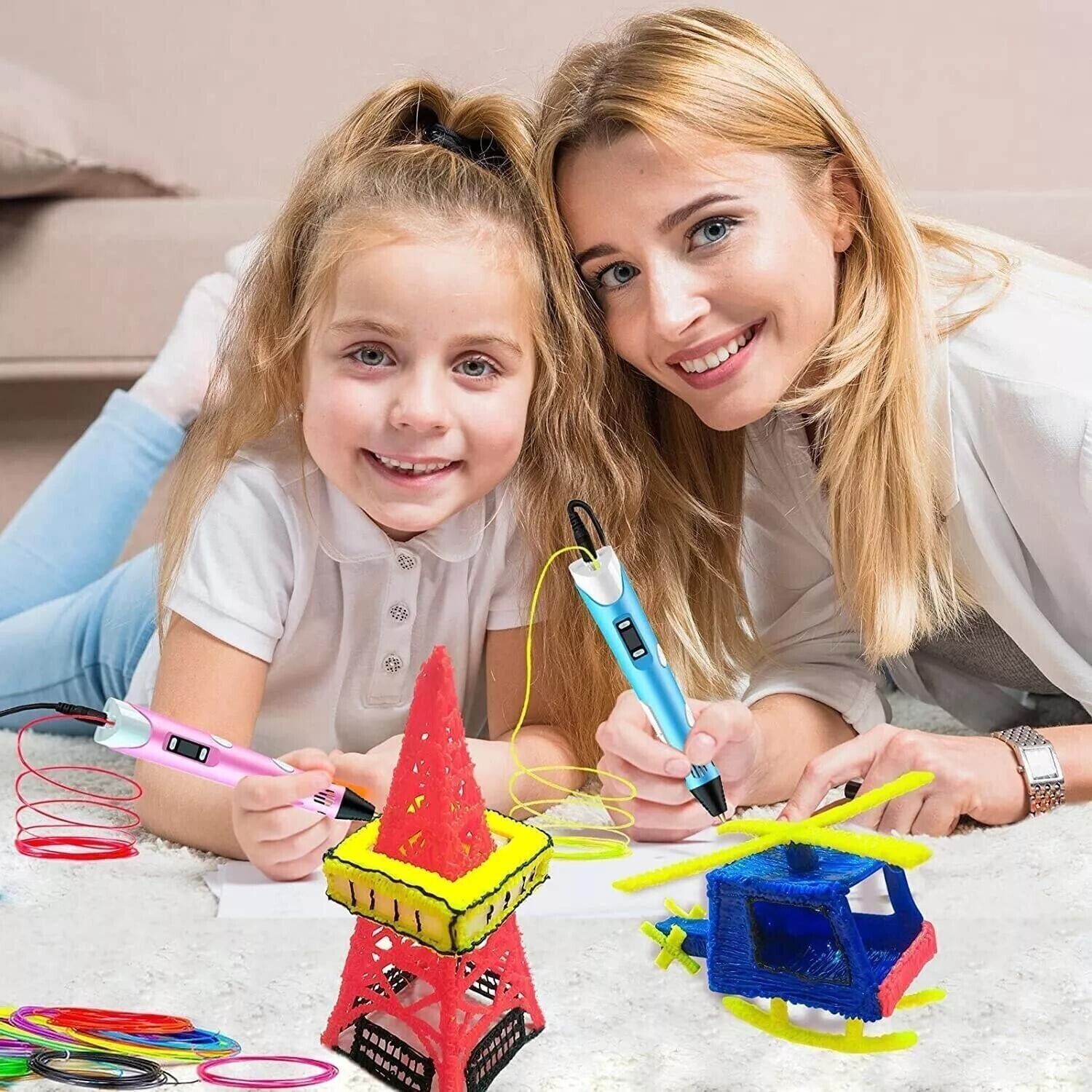 3D Printing Pen Set Doodle PLA Filament Printer Drawing 12 Colours Kids Gift UK